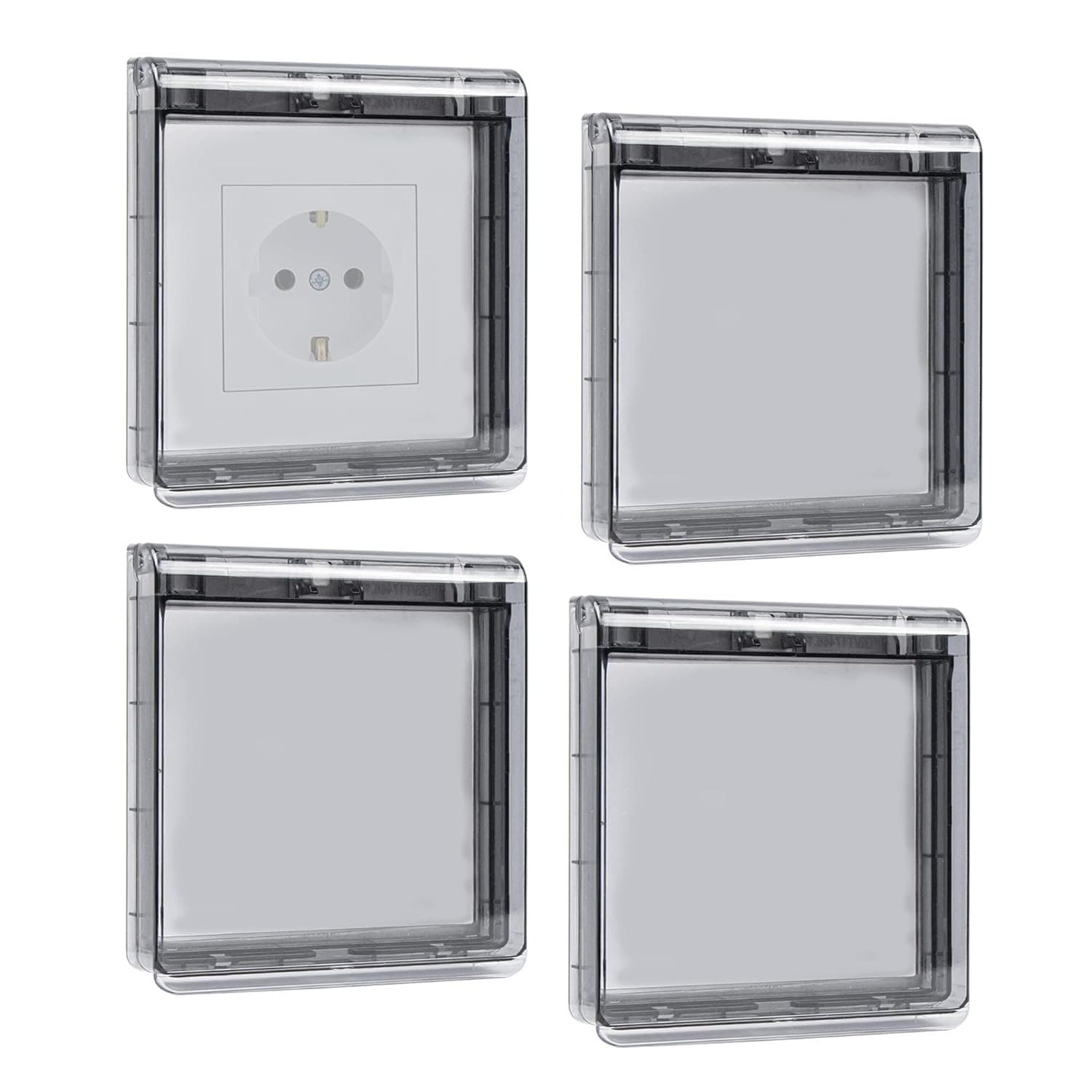 Switch Covers, Outlet Covers, Type 86 Flip Outlet Covers, Ultra-Thin, Self-Adhesive, Waterproof Outlet Protectors For Bathrooms, Home, And Outdoor Use, Black, 4-Pack