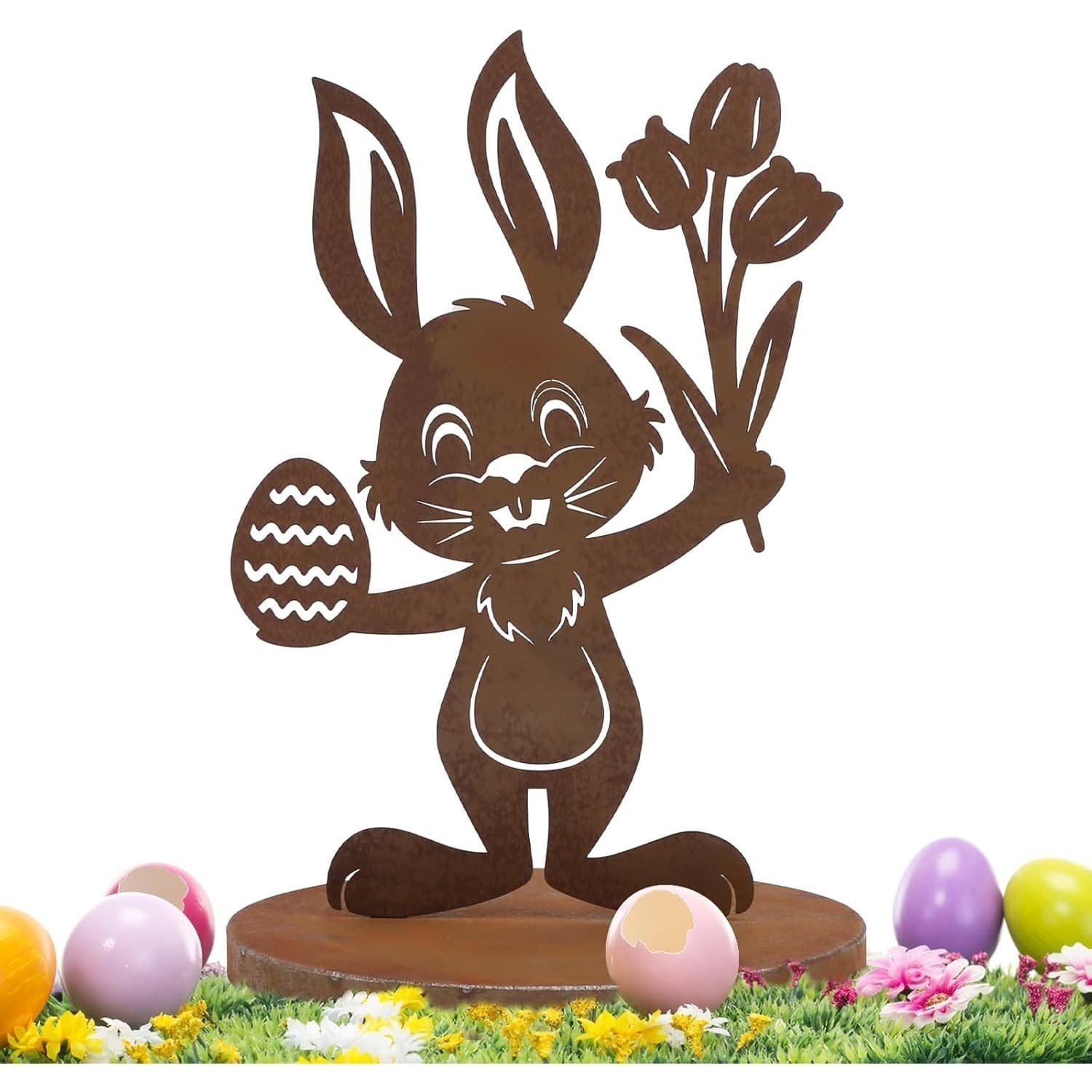 Table Decorations, Metal Easter Bunny, Easter Decor, Bunny, Garden Decor, Rust, Easter Bunny Figurine, Patina, Rabbit, Easter Decor, Garden Figurines For Home, Garden, Lawn, Spring