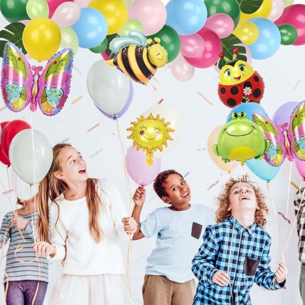 85-Piece Garden Birthday Decor Set: Insect Foil Balloons, Assorted Balloons, Jungle Latex Balloons,Birthday Balloons Featuring Butterflies, Bees, Ladybugs, And Frogs—Sunshine Party Packs