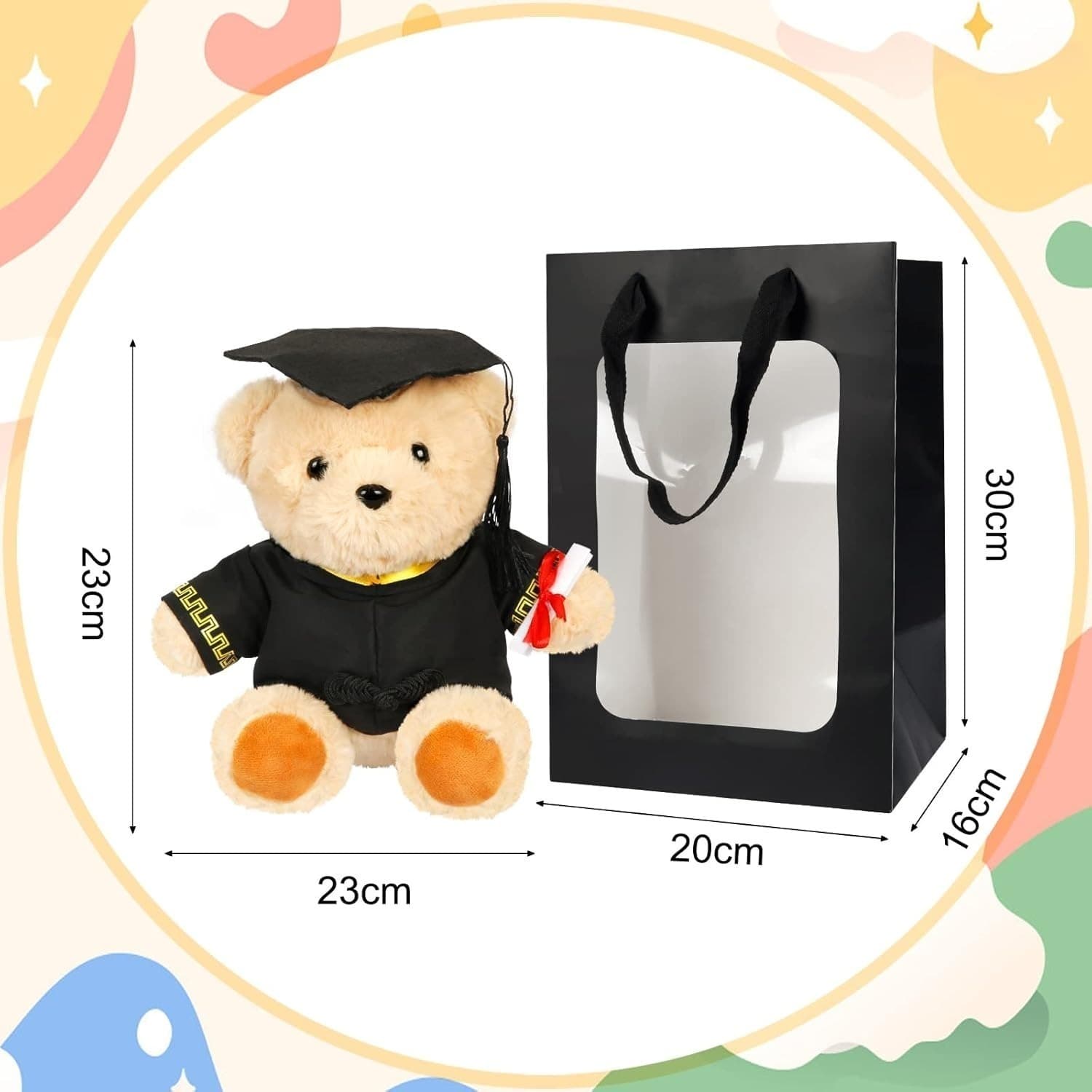 -Graduation Gifts, Graduation Bear, Graduation Plush Toy Bear, Graduation Plush Bear, High School Graduation, Master's Graduation, Student Graduation Gift Box, Graduation Certificate Bear, 23CM