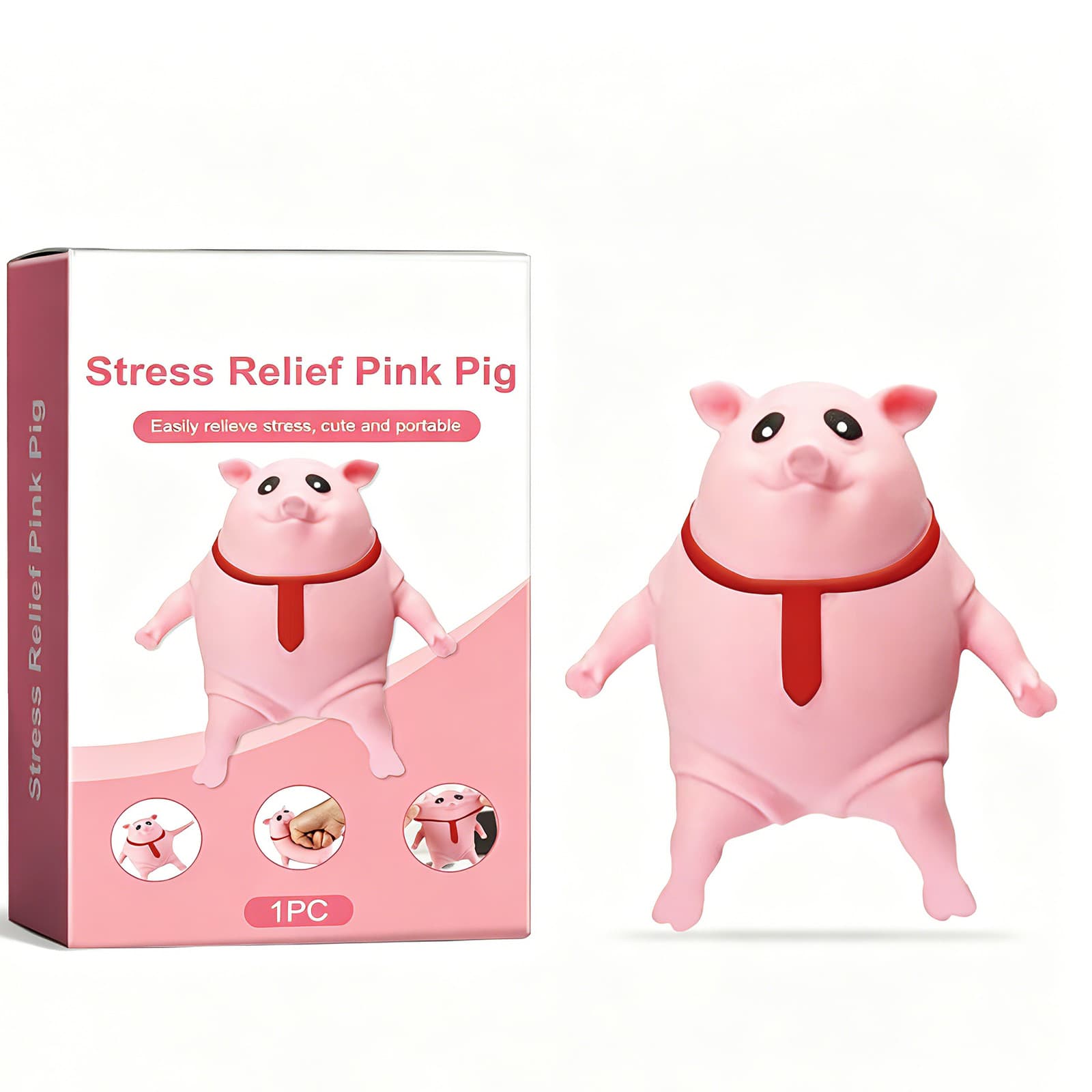 Cute Stress Relief Pig Squeeze Toy, TPR Fidget Toy For Anxiety Relief