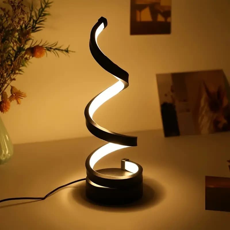 Cross-border Aluminum Material Serpentine Night Light, Simple Household Plug-in Table Lamp, Bedroom Bedside Lamp, Creative Warm Light Atmosphere Lamp