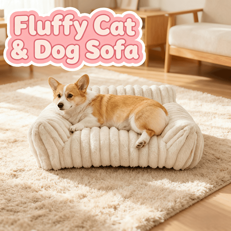 Cute Cat Couch For Pets - Fluffy Cat Beds With Premium Soft Corduroy Fleece, Fuzzy Cats Beds For Indoor Cats With Removable Washable Cover, Supportive Pet Sofa