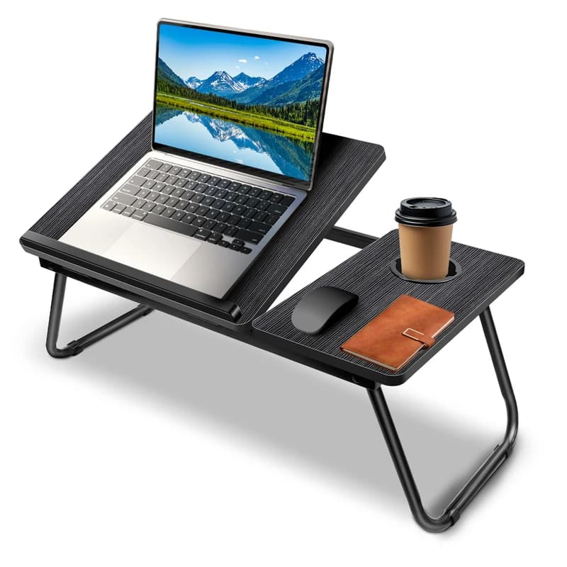 Laptop Desk, Laptop Bed Table With Foldable Legs & Cup Slot, Reading Holder Notebook Stand Breakfast Bed Tray Book Holder