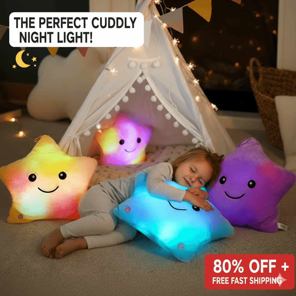 34CM Colorful Luminous Five-pointed Star Pillow Plush Toy Best Decoration
