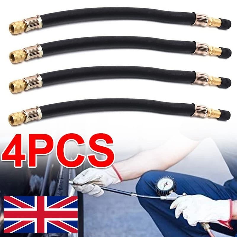 4 Pack Flexible Rubber Valve Extension 210mm For Car Motorbike Truck Caravan