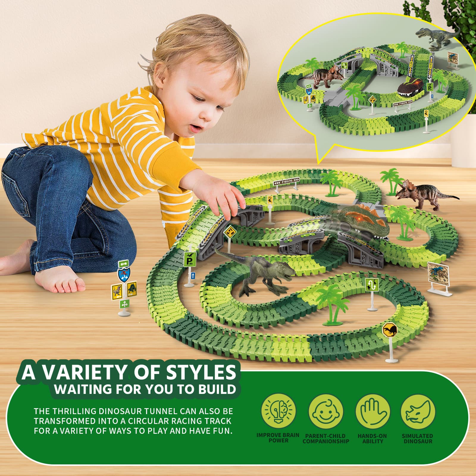 Dinosaur Electric Track Car Toy For Children