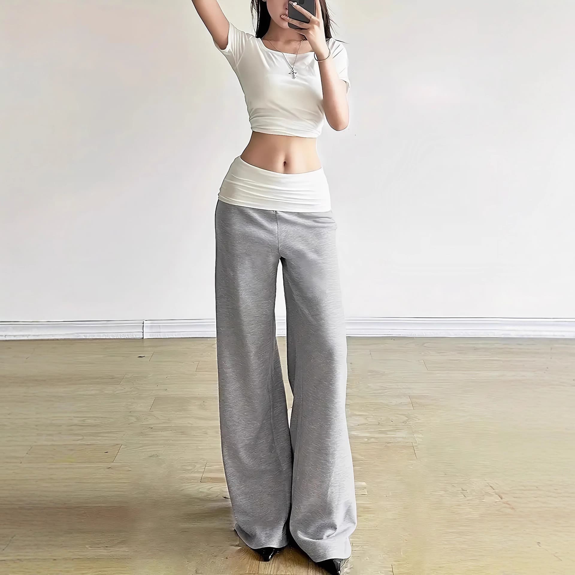 Light Gray Slimming Slightly Flared Versatile And Comfortable Casual Pants