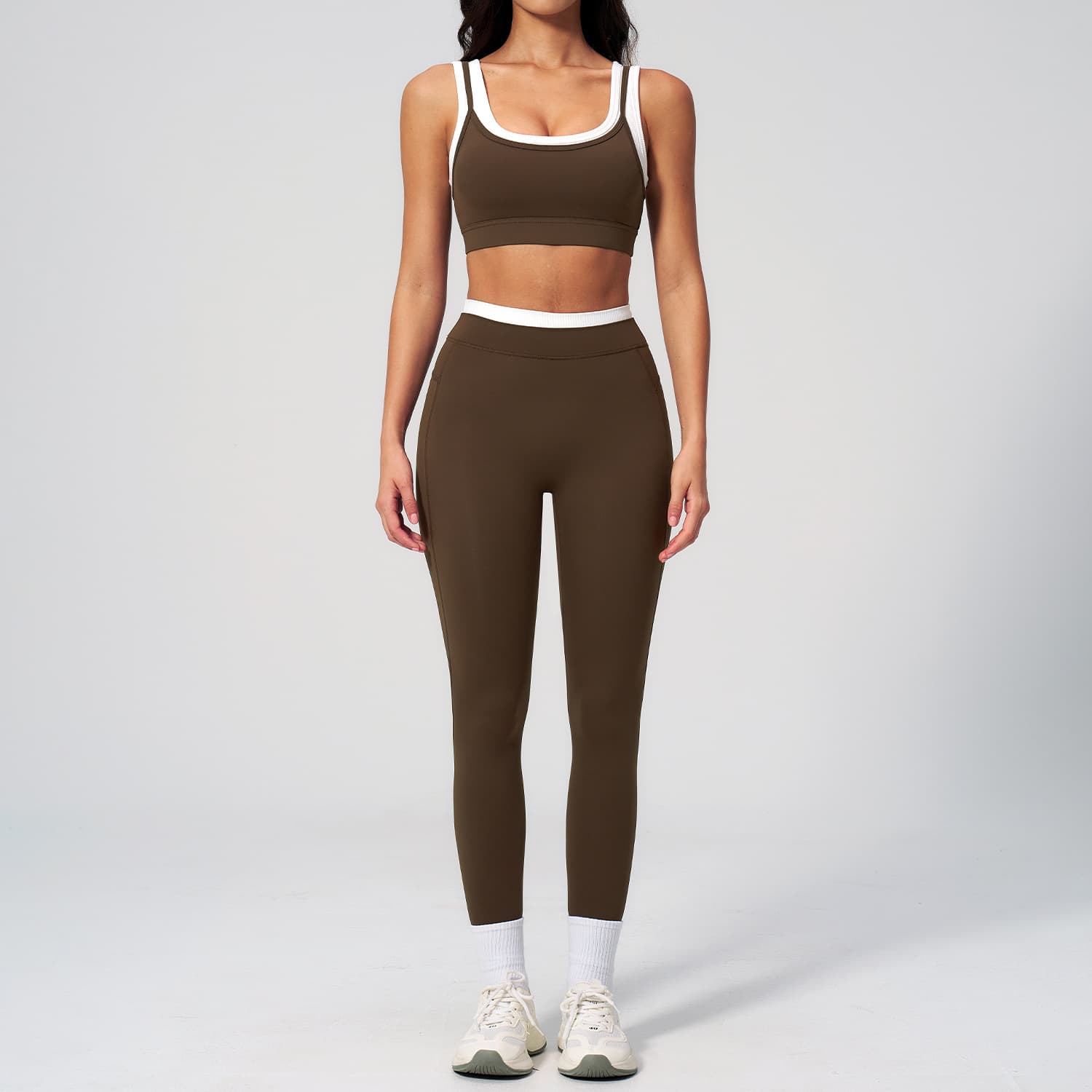 Contrast Nude Yoga Suit Thread