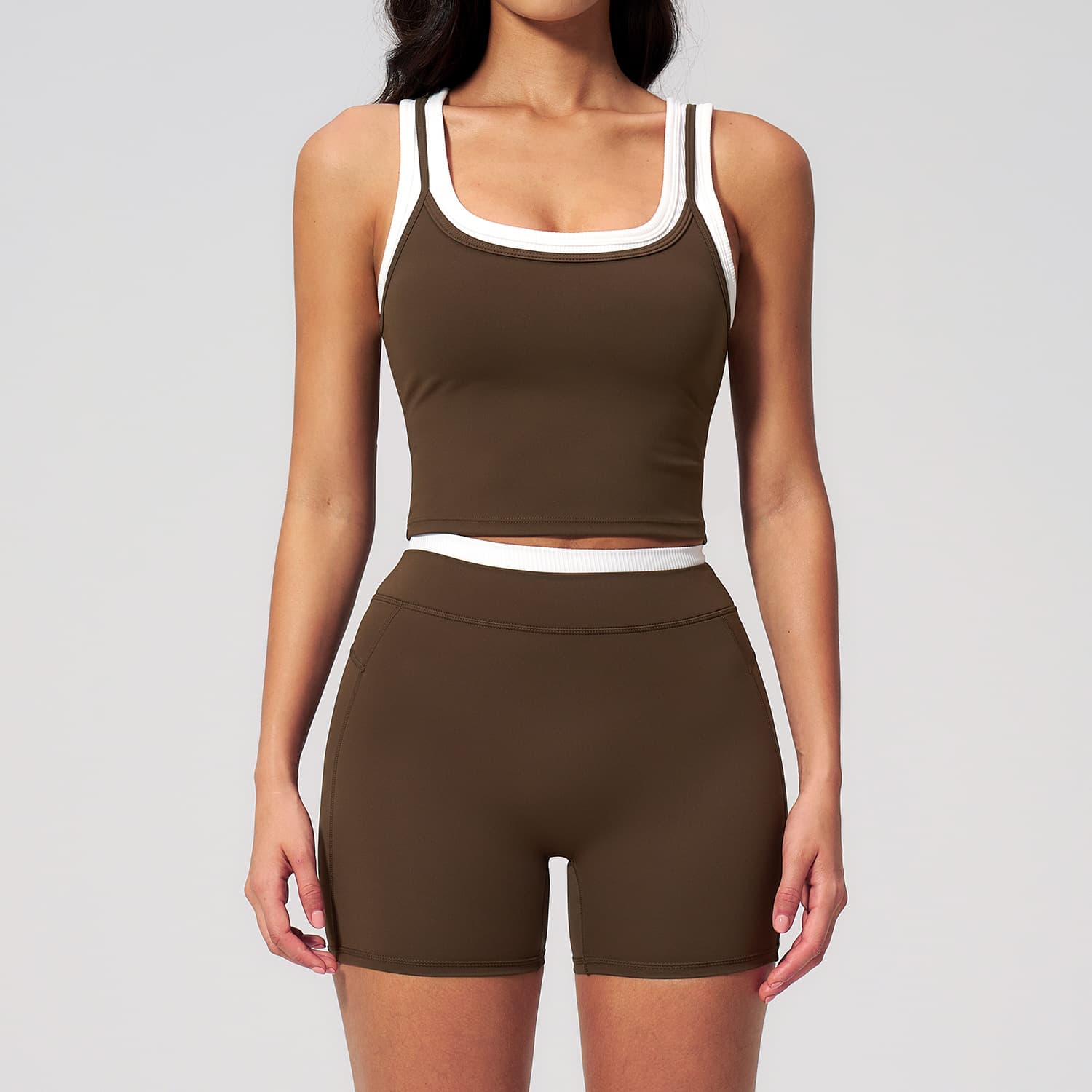 Contrast Nude Yoga Suit Thread