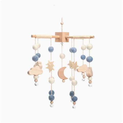 Wooden Puzzle Soothing Baby Toy Children's Room Bed Bell