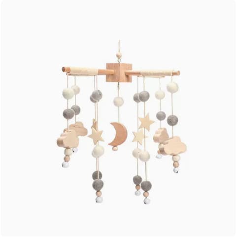 Wooden Puzzle Soothing Baby Toy Children's Room Bed Bell